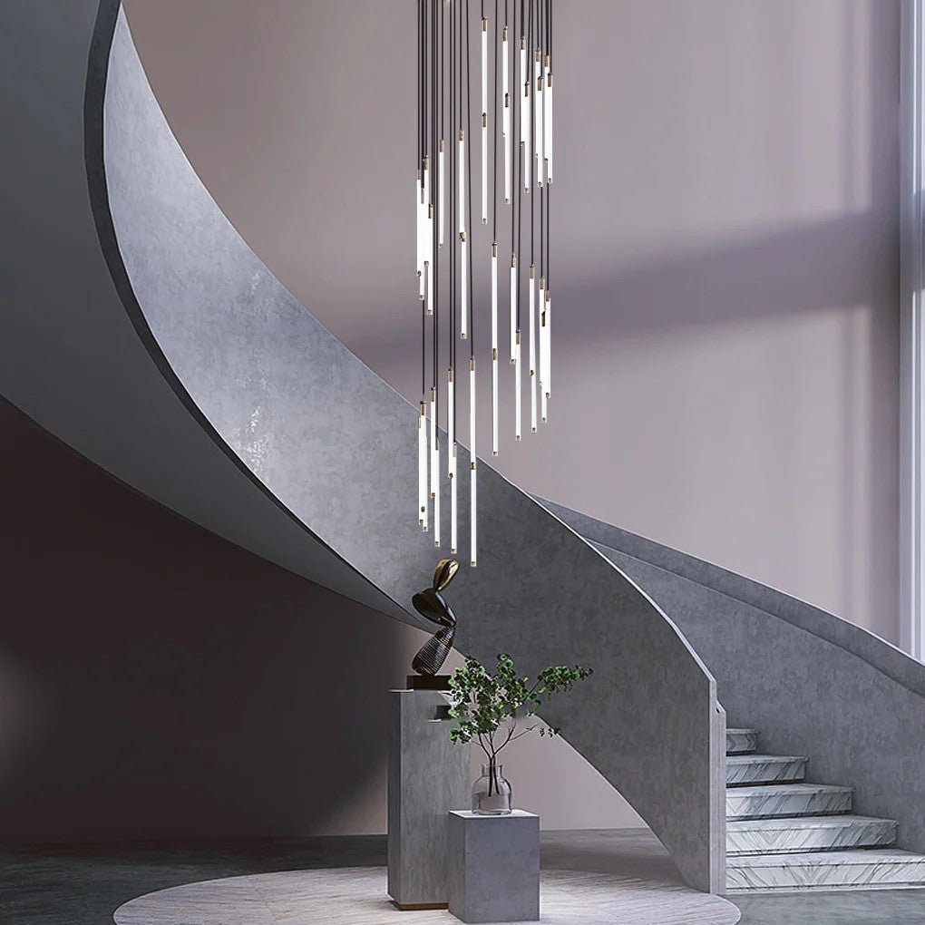 Contemporary Staircase Chandelier Spiral Tube Ceiling Light - GILDLAMPS