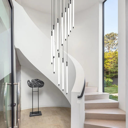 Contemporary Staircase Chandelier Spiral Tube Ceiling Light - GILDLAMPS