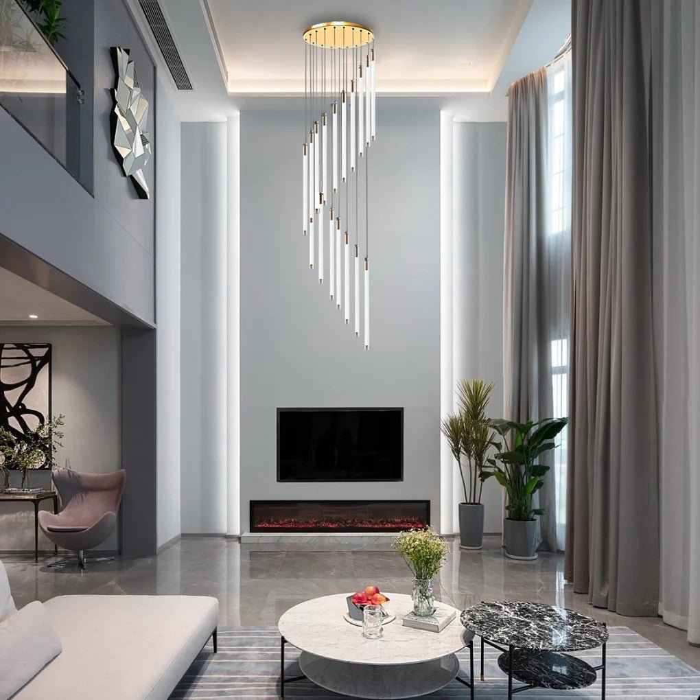 Contemporary Staircase Chandelier Spiral Tube Ceiling Light - GILDLAMPS