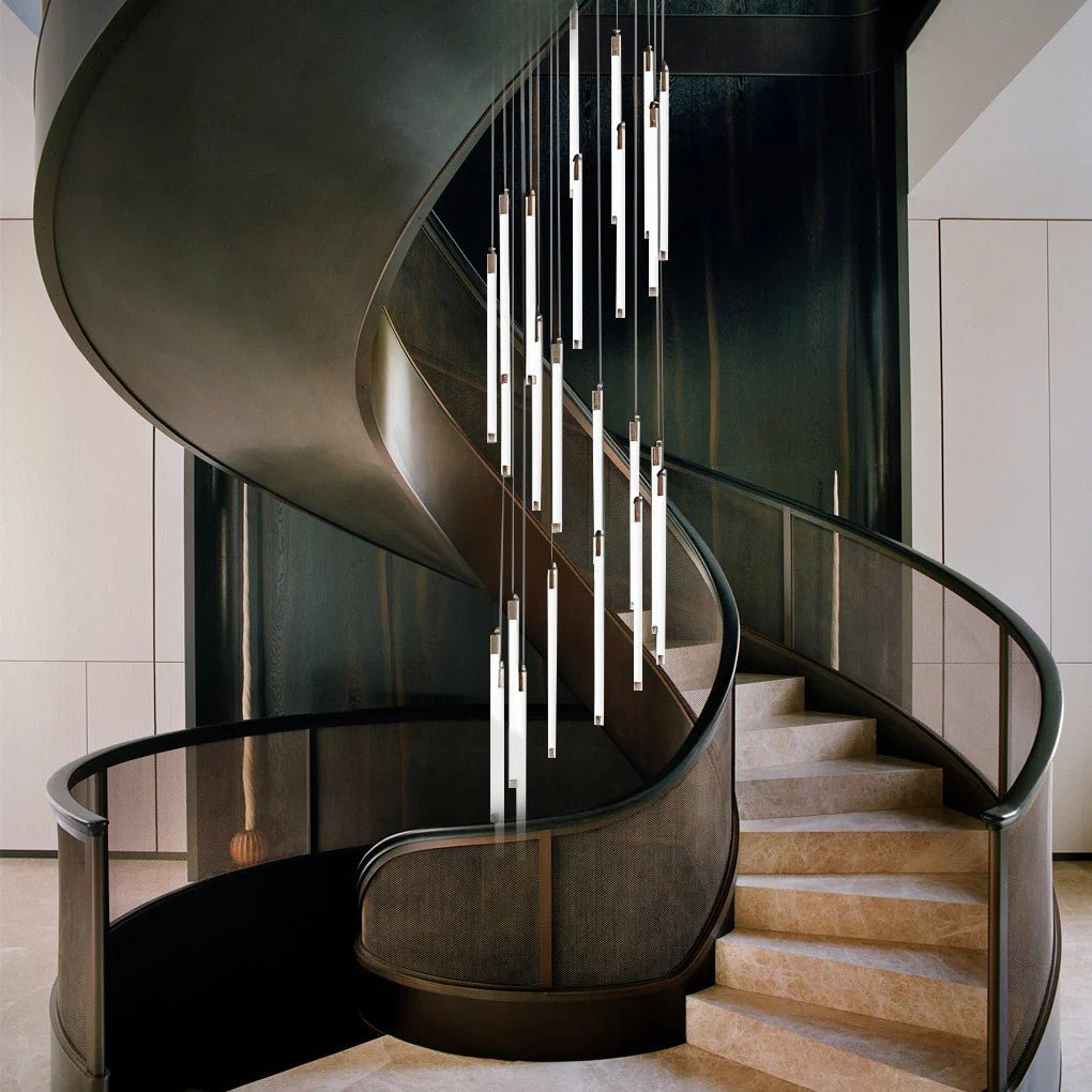 Contemporary Staircase Chandelier Spiral Tube Ceiling Light - GILDLAMPS
