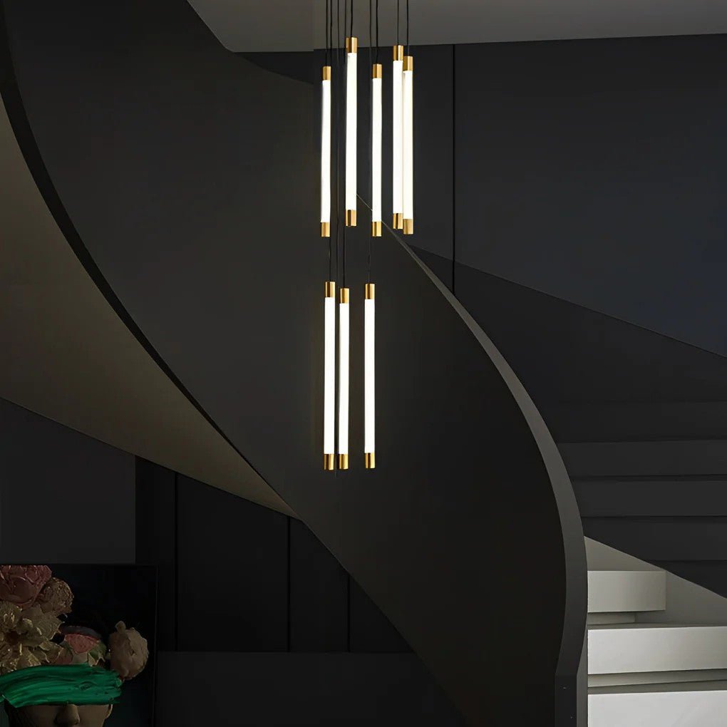 Contemporary Staircase Chandelier Spiral Tube Ceiling Light - GILDLAMPS