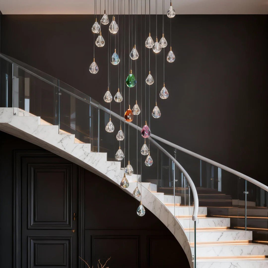 Crystal Chandelier for Staircase Luxury LED Ceiling Light - GILDLAMPS