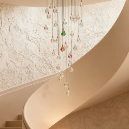 Crystal Chandelier for Staircase Luxury LED Ceiling Light - GILDLAMPS