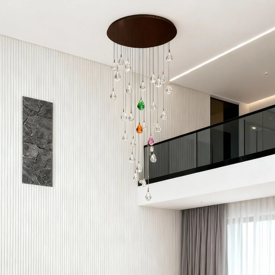 Crystal Chandelier for Staircase Luxury LED Ceiling Light - GILDLAMPS