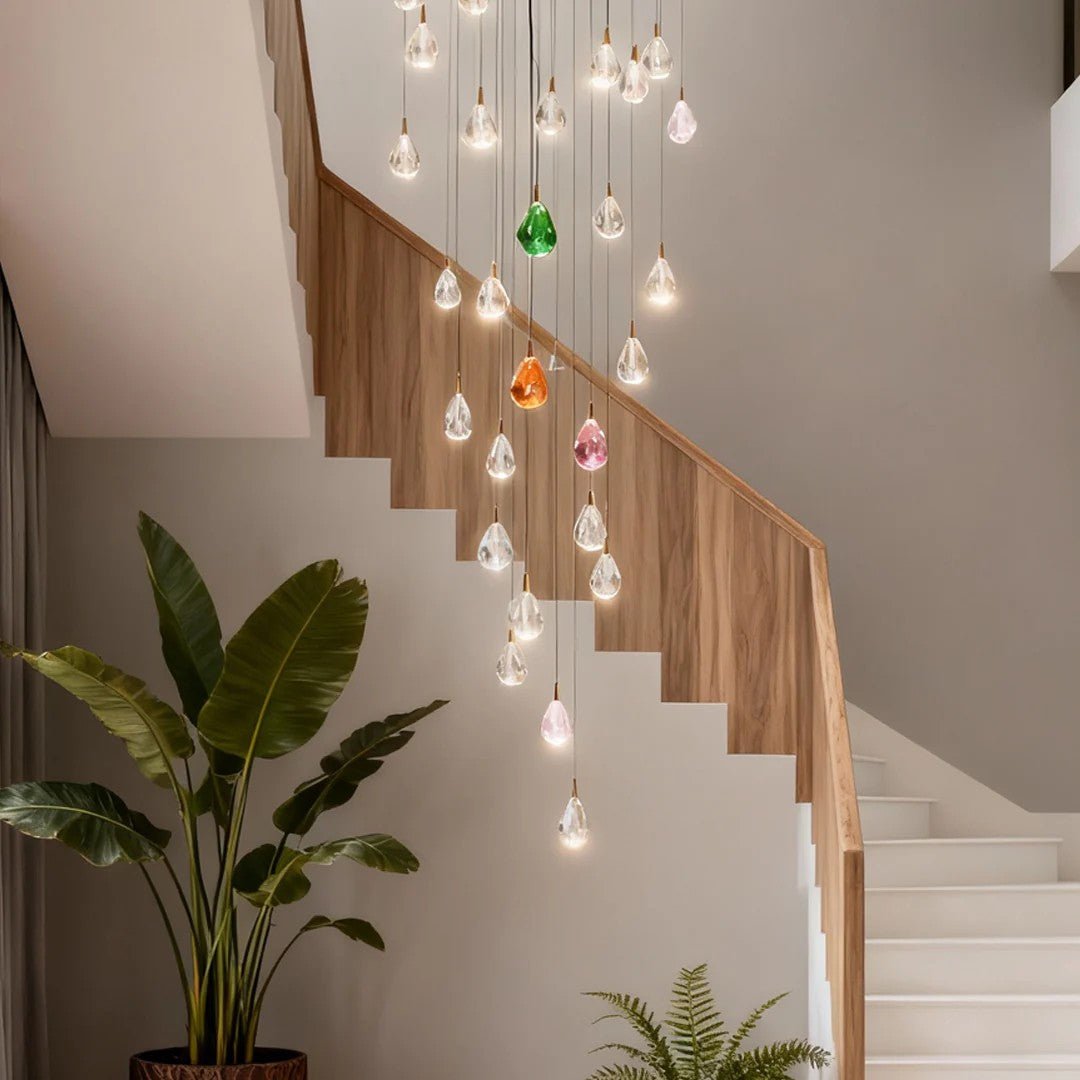 Crystal Chandelier for Staircase Luxury LED Ceiling Light - GILDLAMPS
