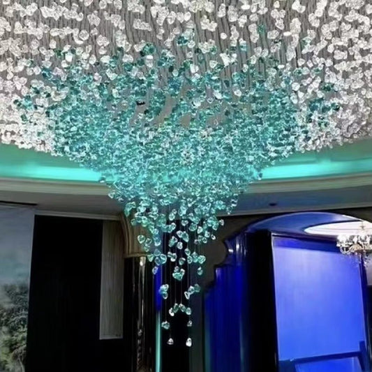 Customized Hotel Project Lobby Restaurant Turquoise Blue Glass Chandelier - GILDLAMPS