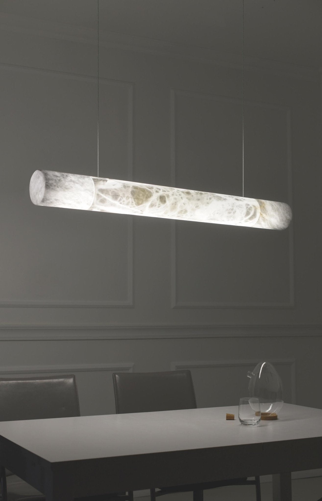 Cylindrical Alabaster Linear Chandelier - GILDLAMPS
