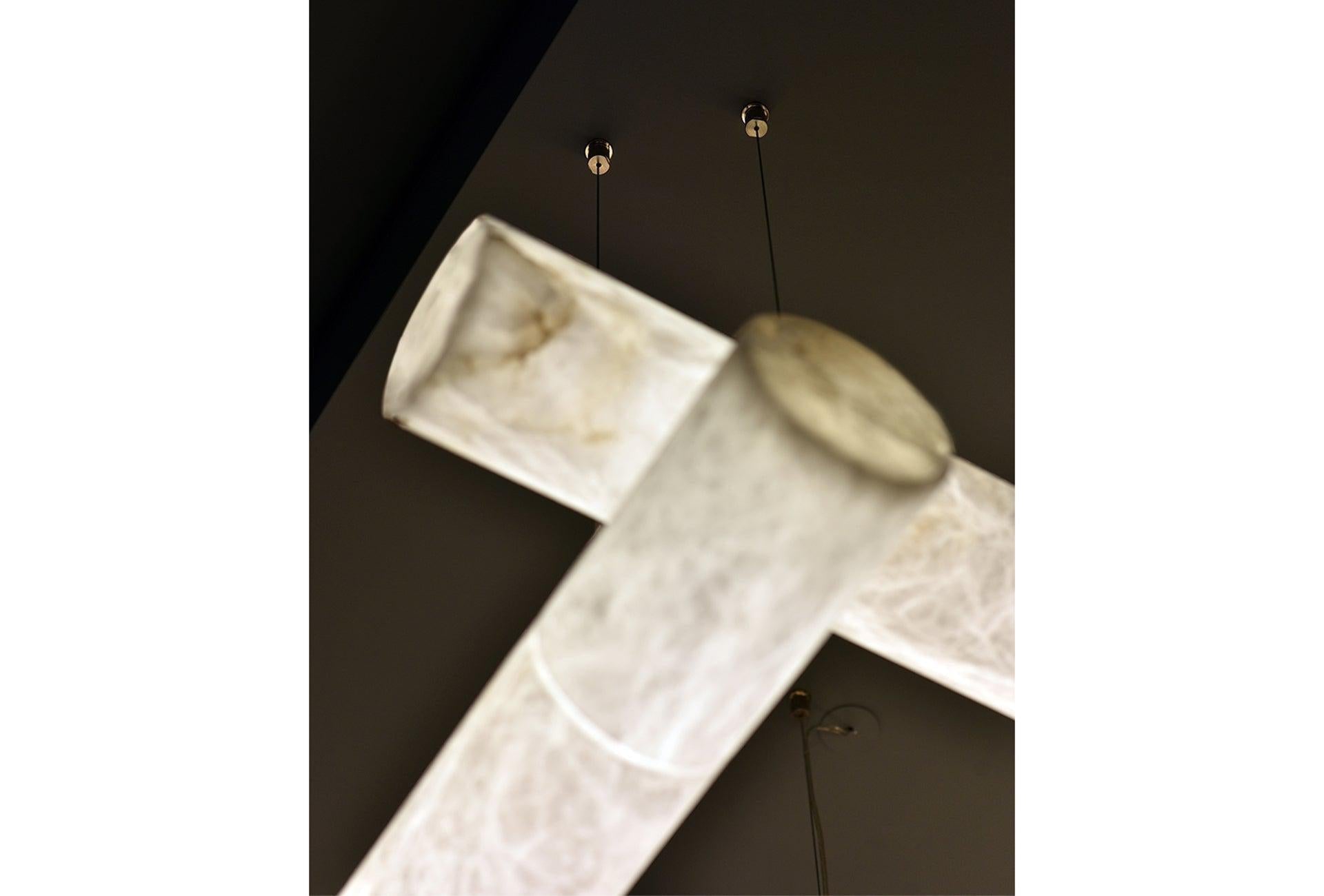 Cylindrical Alabaster Linear Chandelier - GILDLAMPS