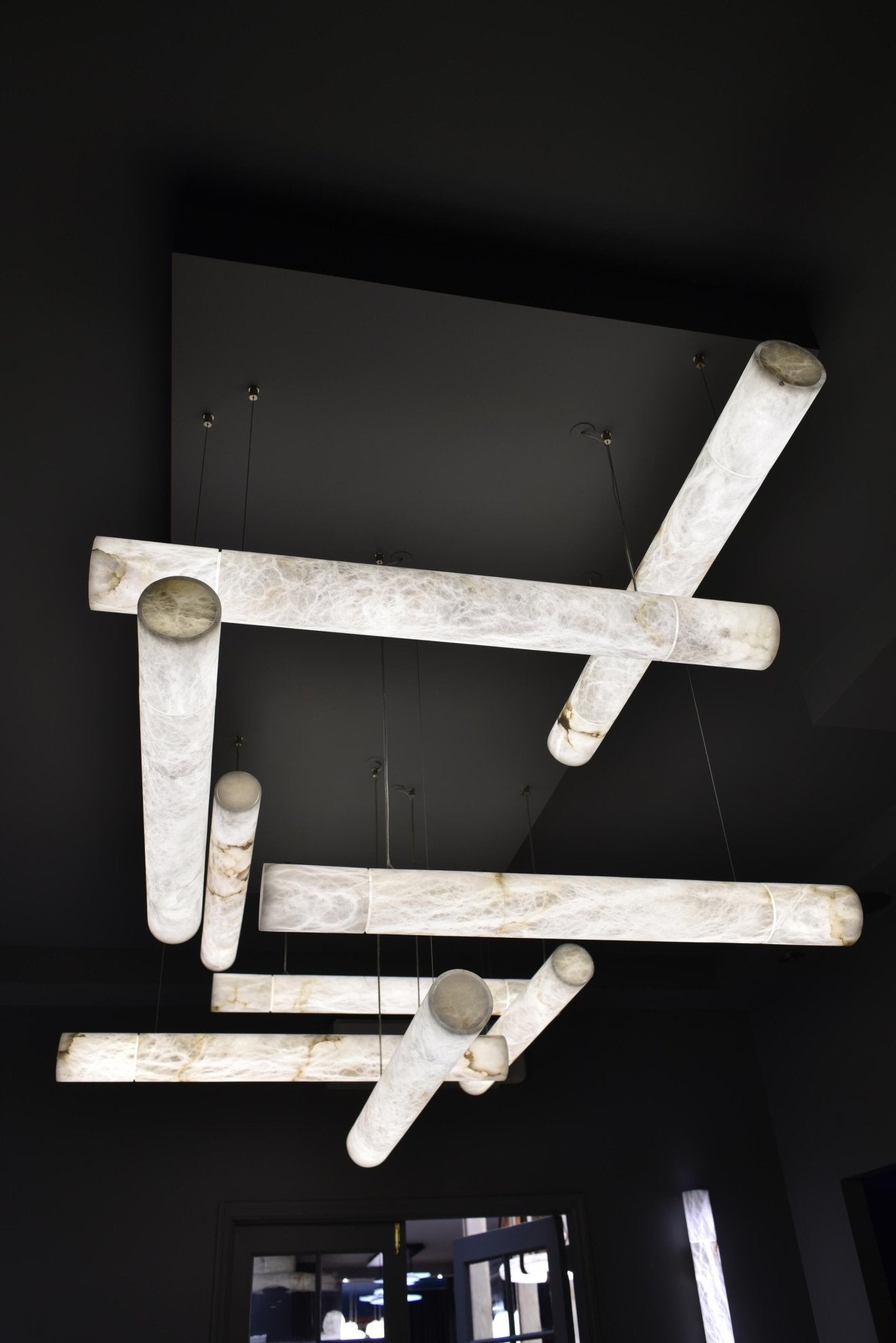 Cylindrical Alabaster Linear Chandelier - GILDLAMPS