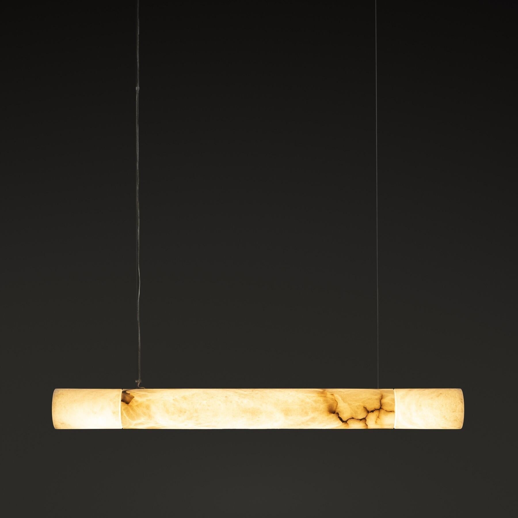 Cylindrical Alabaster Linear Chandelier - GILDLAMPS