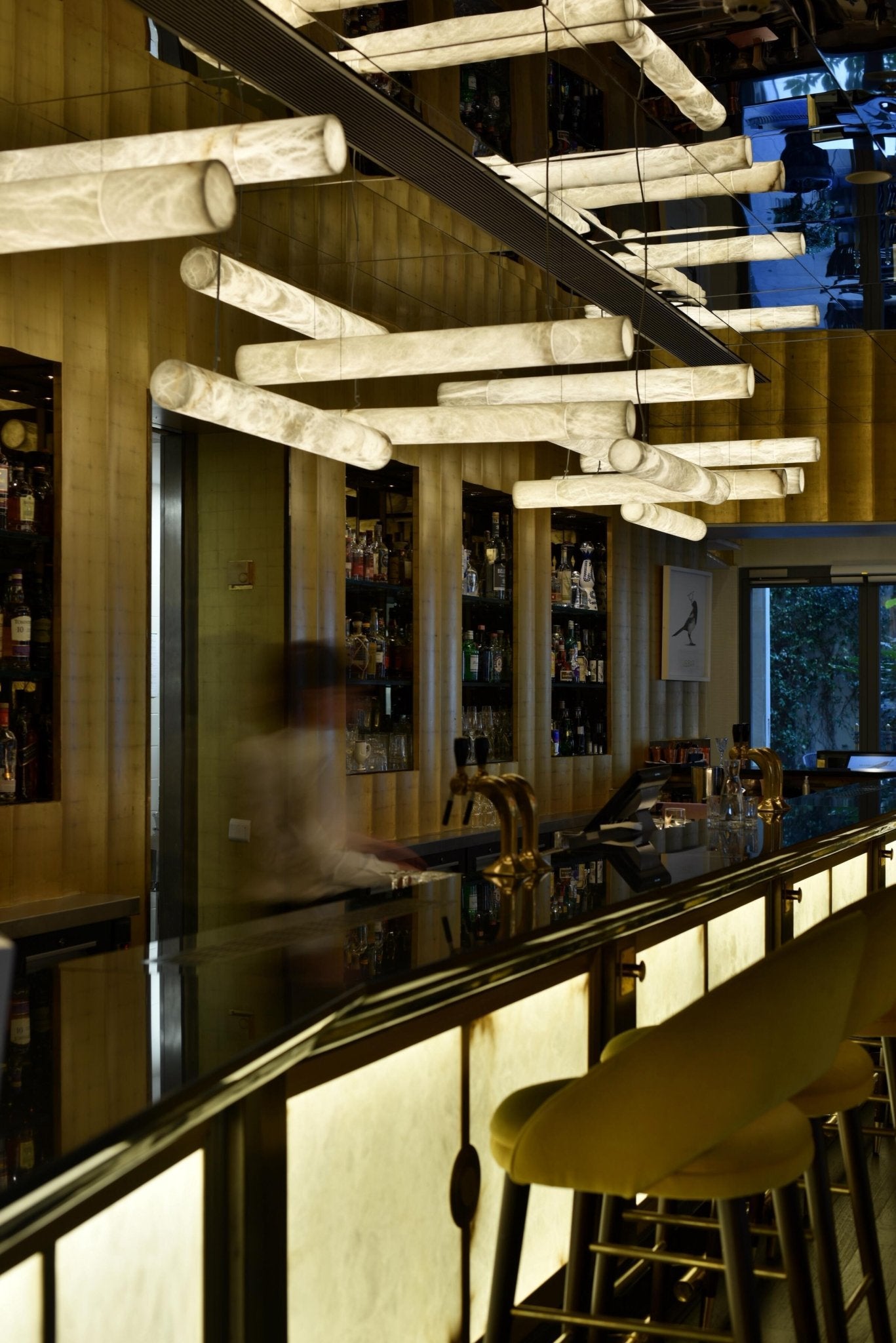 Cylindrical Alabaster Linear Chandelier - GILDLAMPS