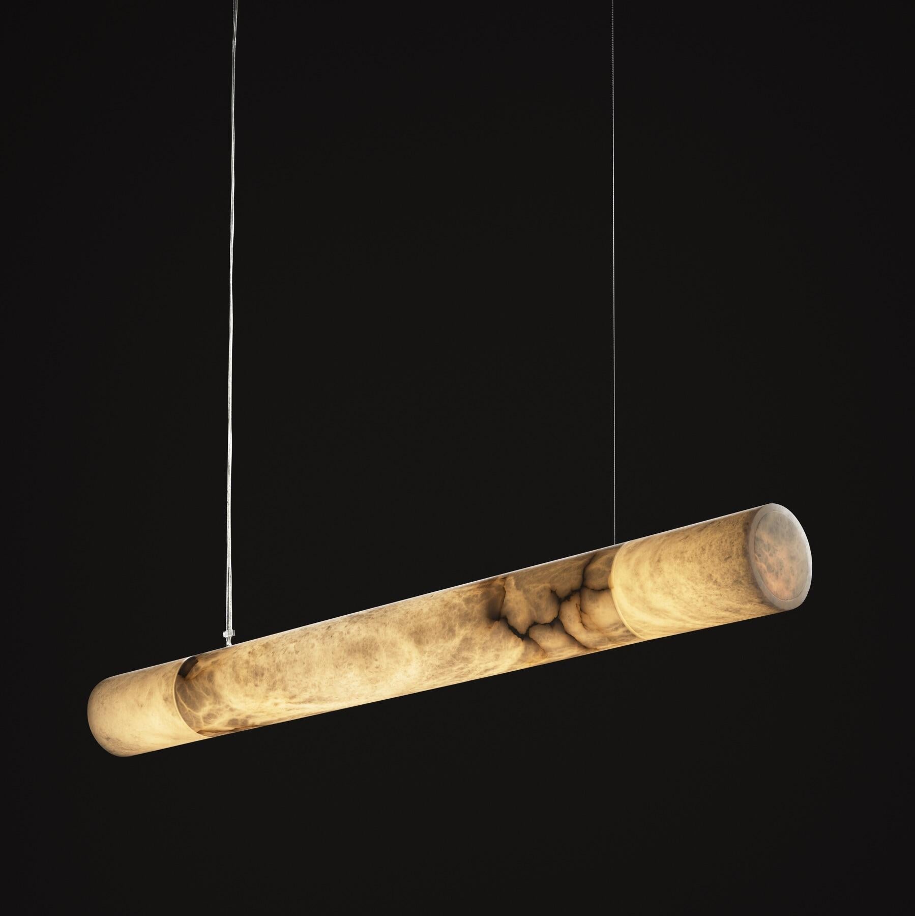 Cylindrical Alabaster Linear Chandelier - GILDLAMPS