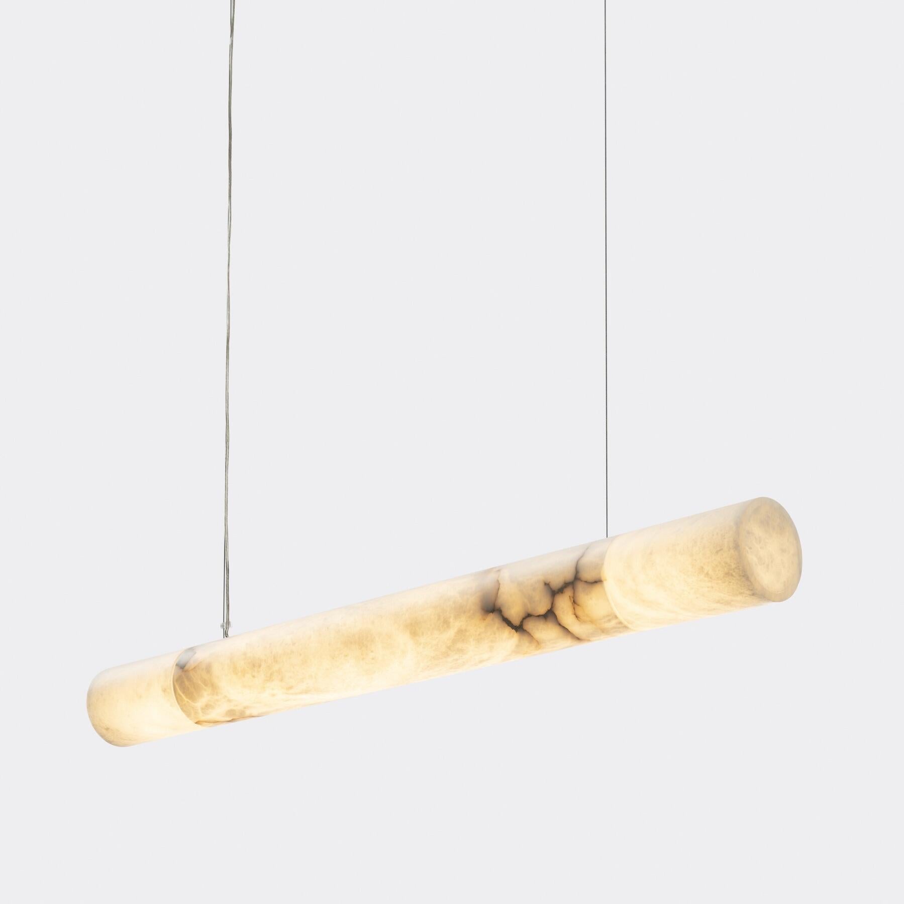 Cylindrical Alabaster Linear Chandelier - GILDLAMPS
