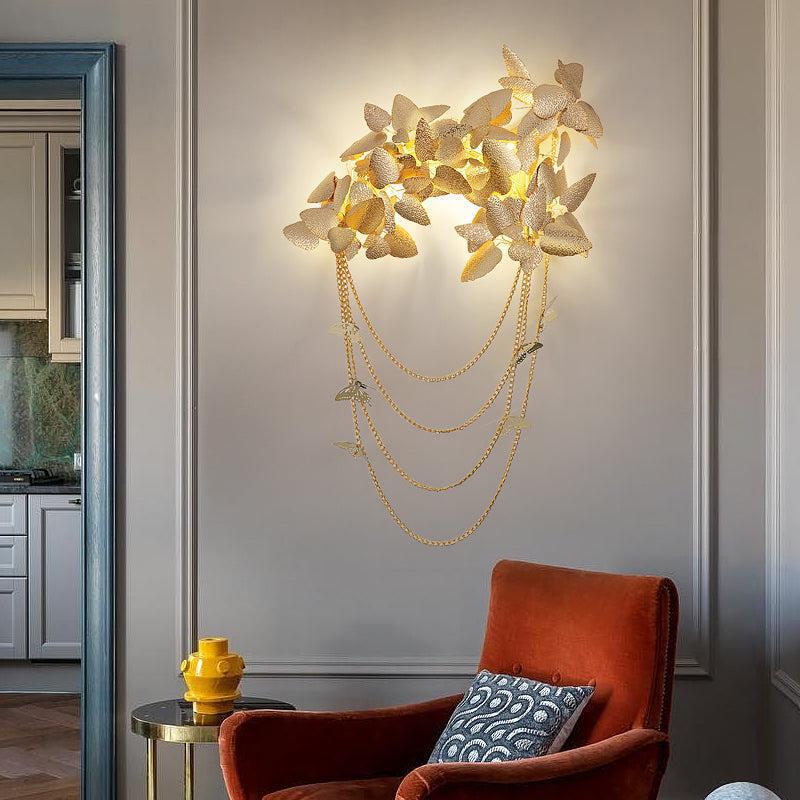 Della Modern Gold Leaf Bedroom Sconce - GILDLAMPS