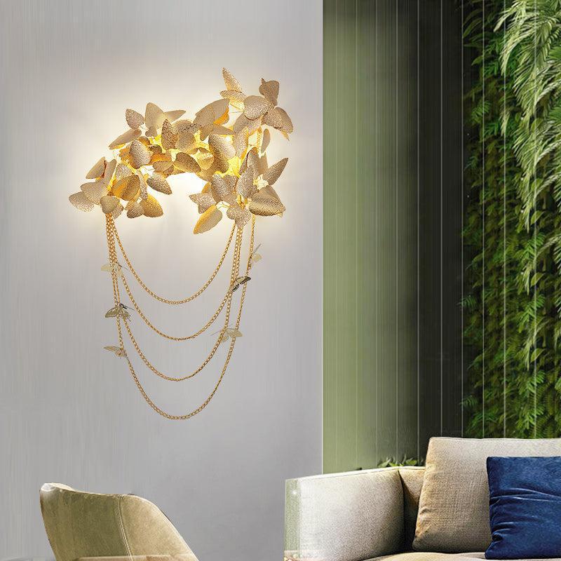 Della Modern Gold Leaf Bedroom Sconce - GILDLAMPS