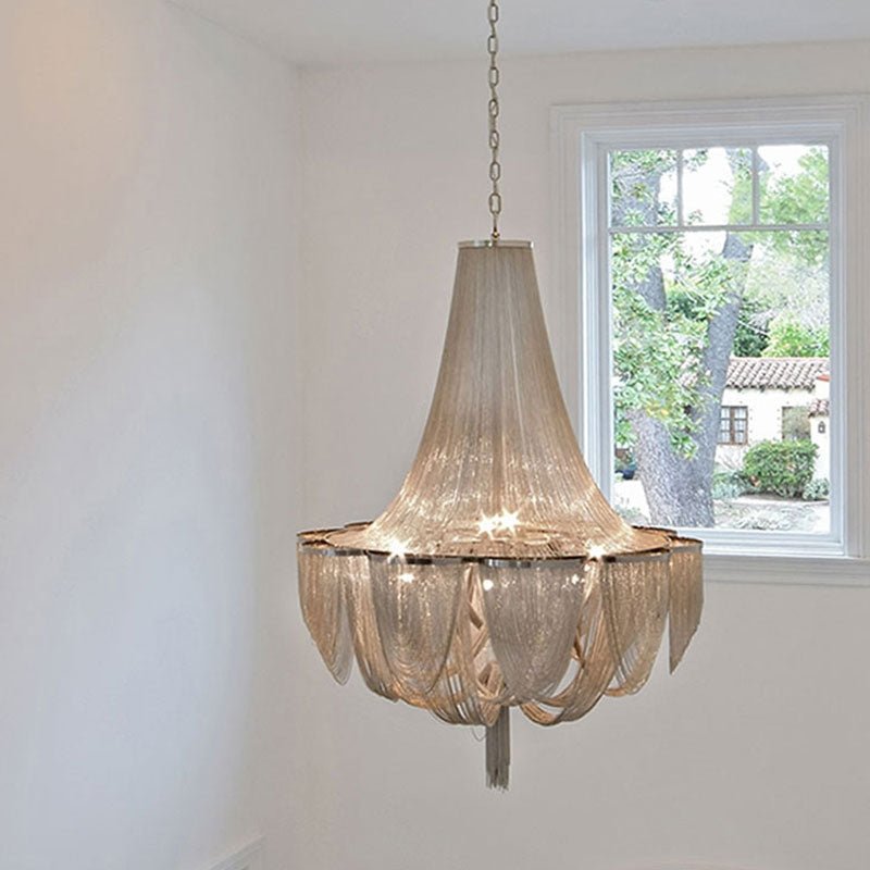 Designer Models Oversized Aluminium Long Tassel Pendant Chendelier for Large Living Room/Staircase/Villa - GILDLAMPS