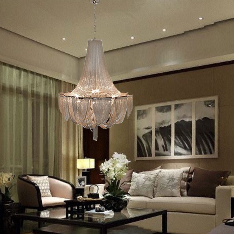 Designer Models Oversized Aluminium Long Tassel Pendant Chendelier for Large Living Room/Staircase/Villa - GILDLAMPS