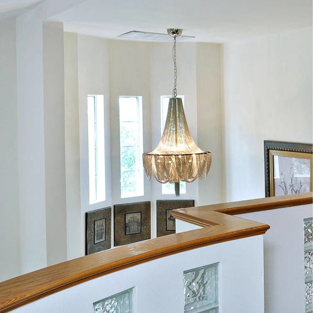 Designer Models Oversized Aluminium Long Tassel Pendant Chendelier for Large Living Room/Staircase/Villa - GILDLAMPS
