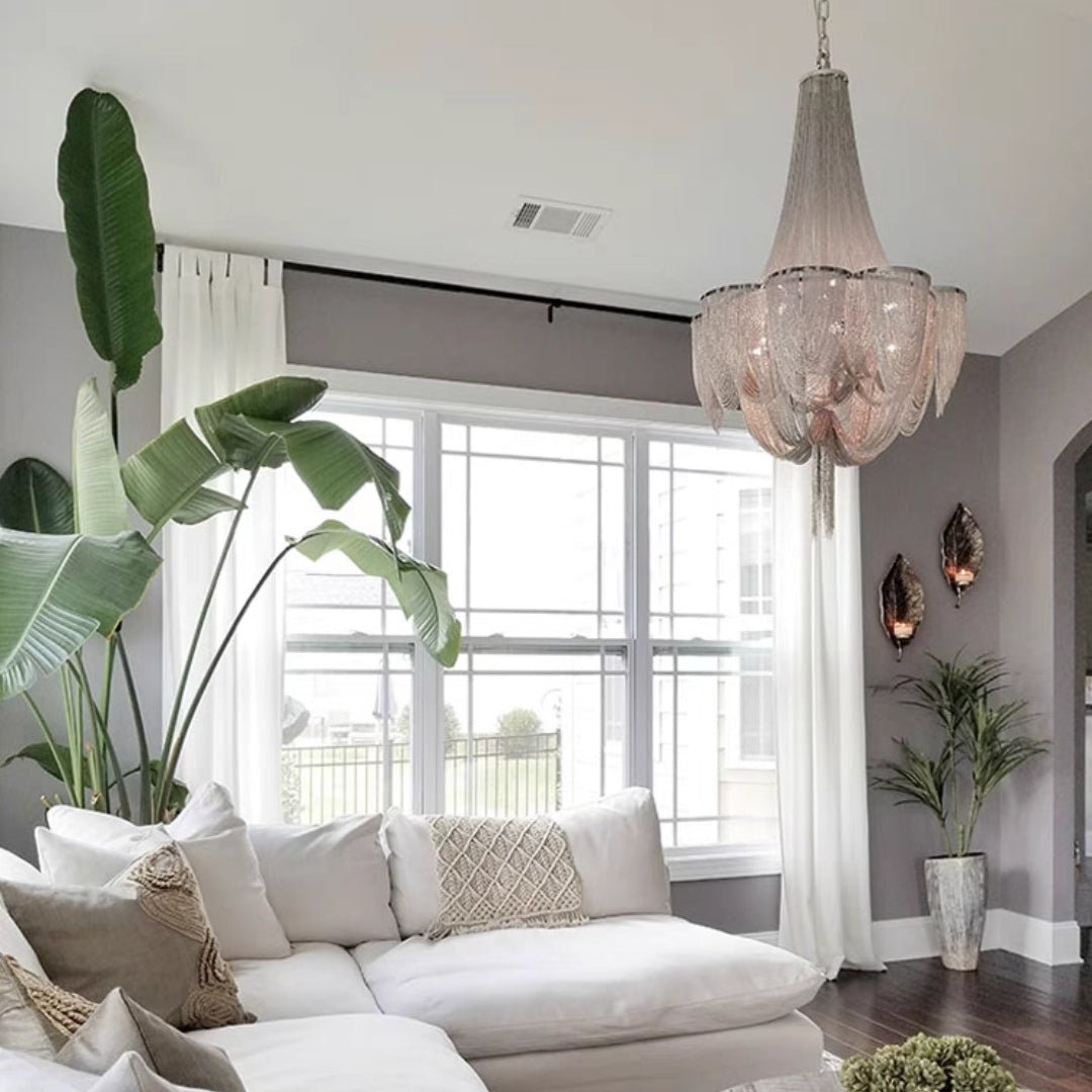Designer Models Oversized Aluminium Long Tassel Pendant Chendelier for Large Living Room/Staircase/Villa - GILDLAMPS