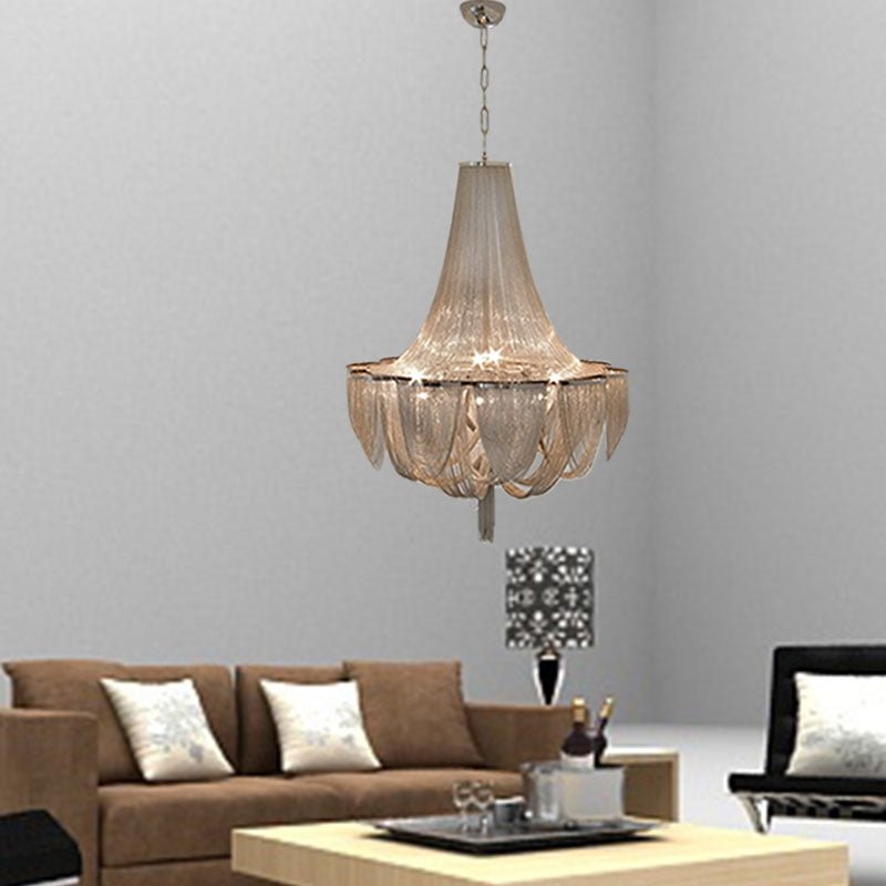 Designer Models Oversized Aluminium Long Tassel Pendant Chendelier for Large Living Room/Staircase/Villa - GILDLAMPS