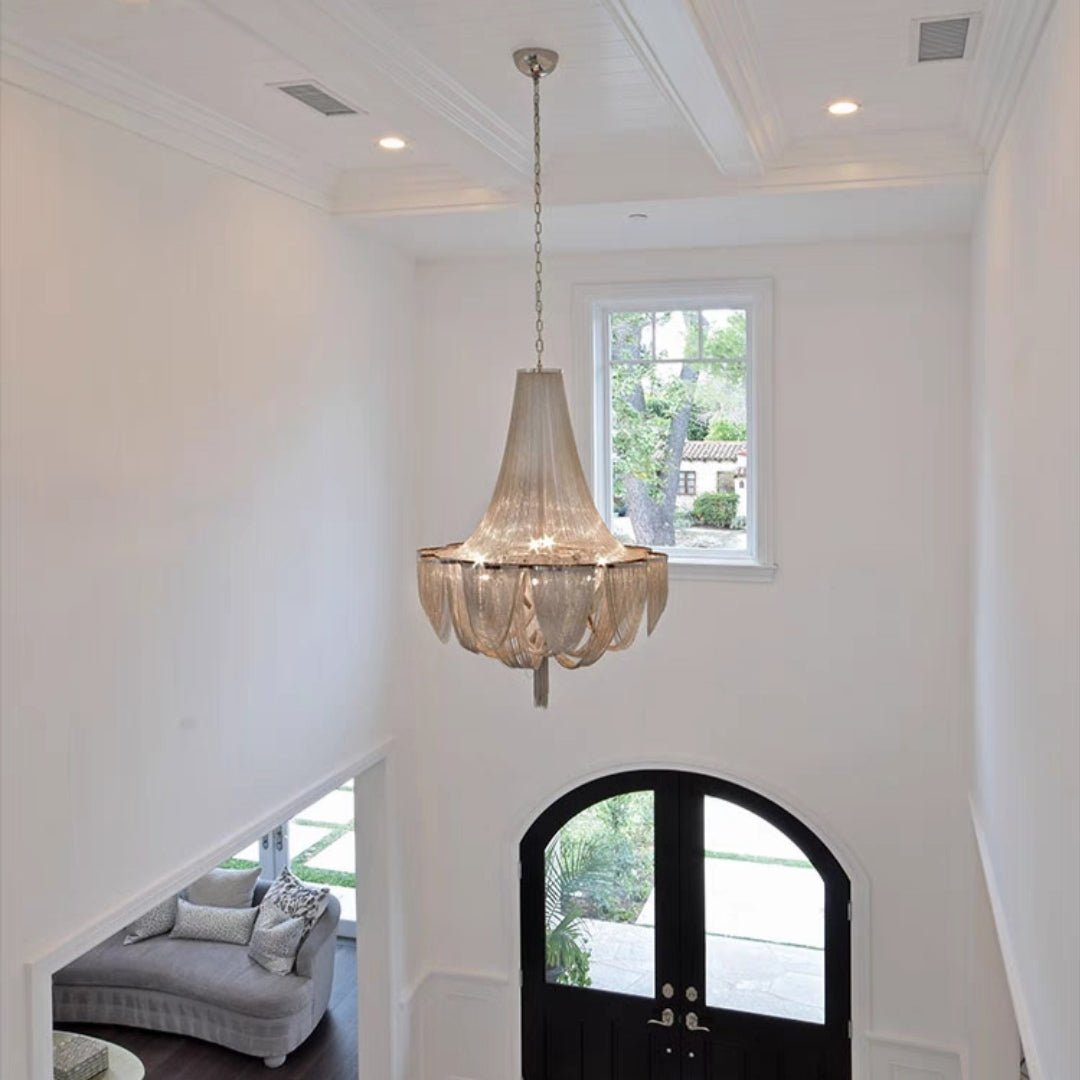 Designer Models Oversized Aluminium Long Tassel Pendant Chendelier for Large Living Room/Staircase/Villa - GILDLAMPS