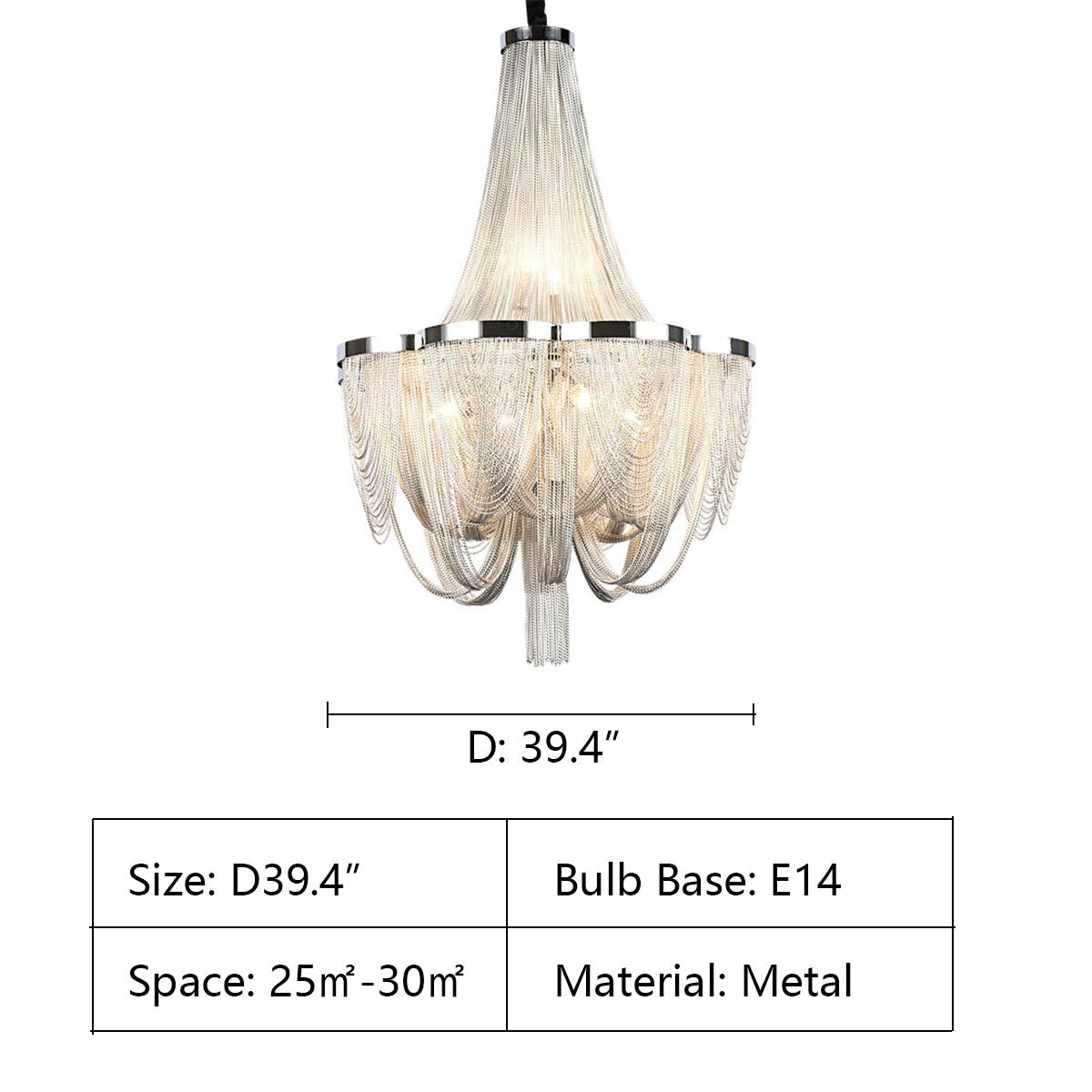 Designer Models Oversized Aluminium Long Tassel Pendant Chendelier for Large Living Room/Staircase/Villa - GILDLAMPS