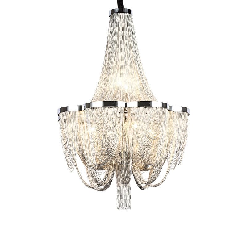 Designer Models Oversized Aluminium Long Tassel Pendant Chendelier for Large Living Room/Staircase/Villa - GILDLAMPS