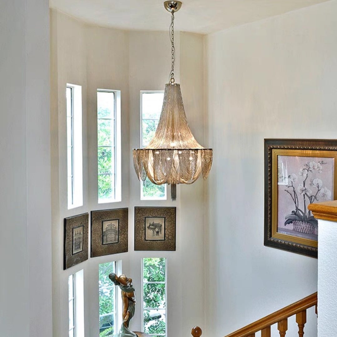 Designer Models Oversized Aluminium Long Tassel Pendant Chendelier for Large Living Room/Staircase/Villa - GILDLAMPS