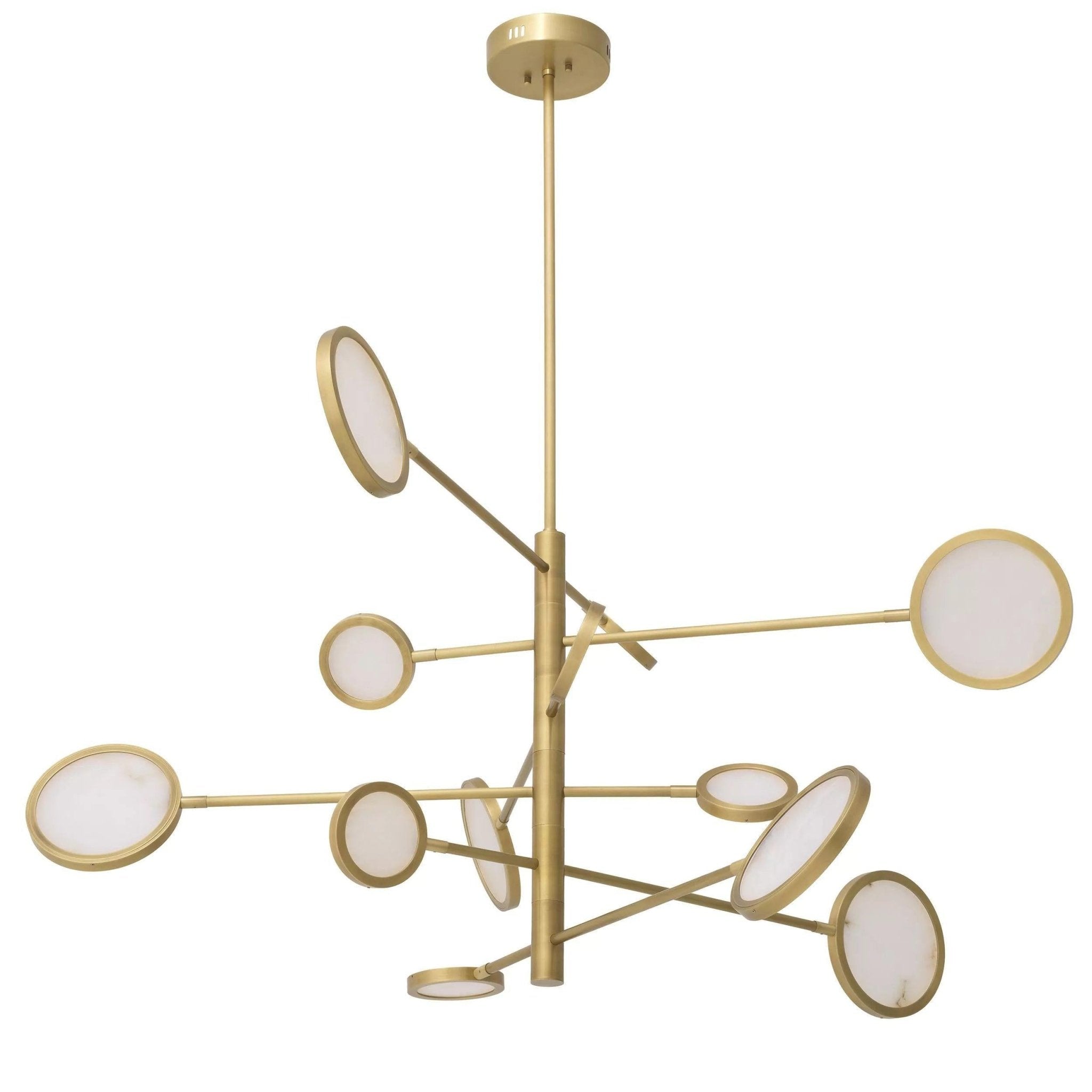 Domani Modern Brass Chandelier - (Antique Brass Finish | Alabaster) - GILDLAMPS