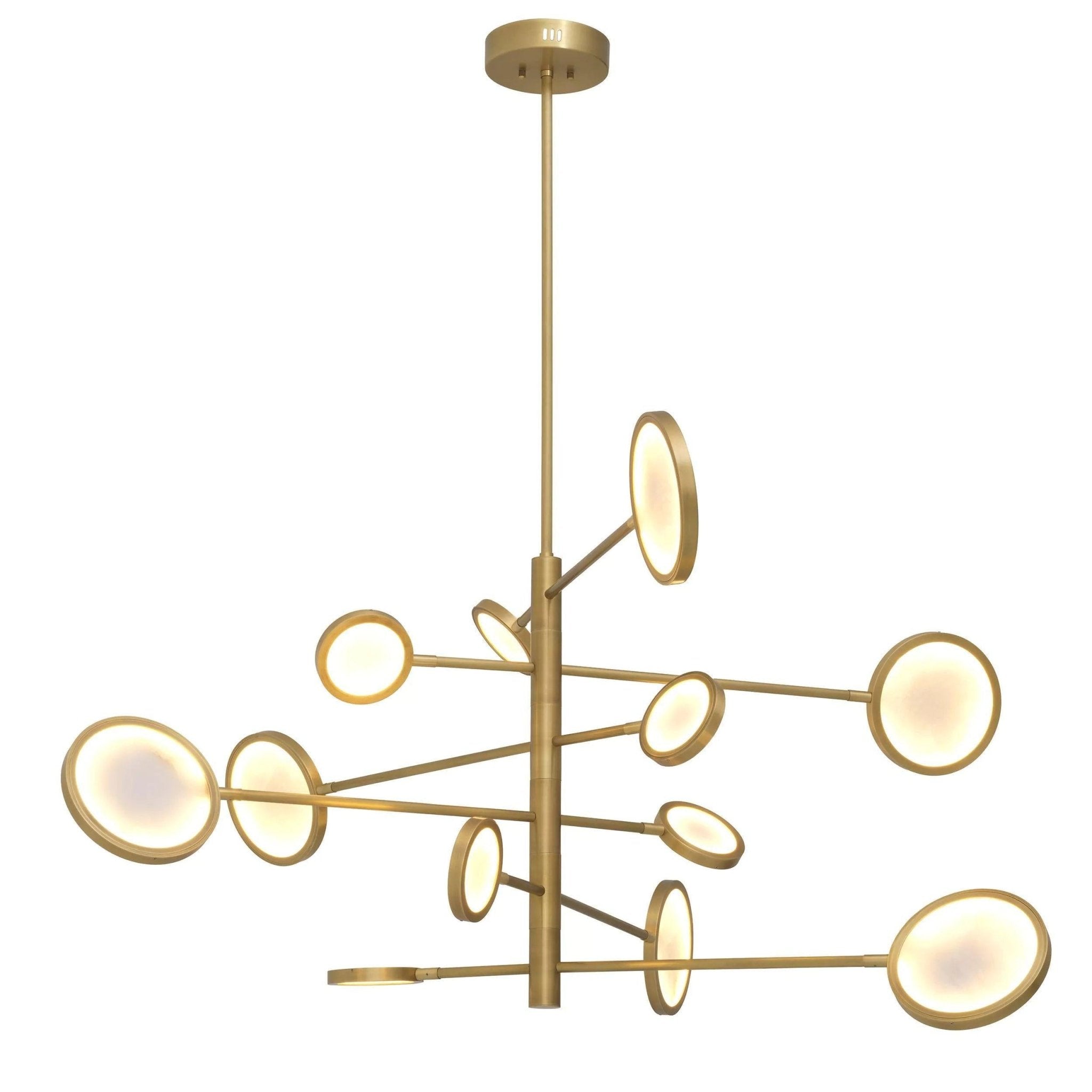 Domani Modern Brass Chandelier - (Antique Brass Finish | Alabaster) - GILDLAMPS