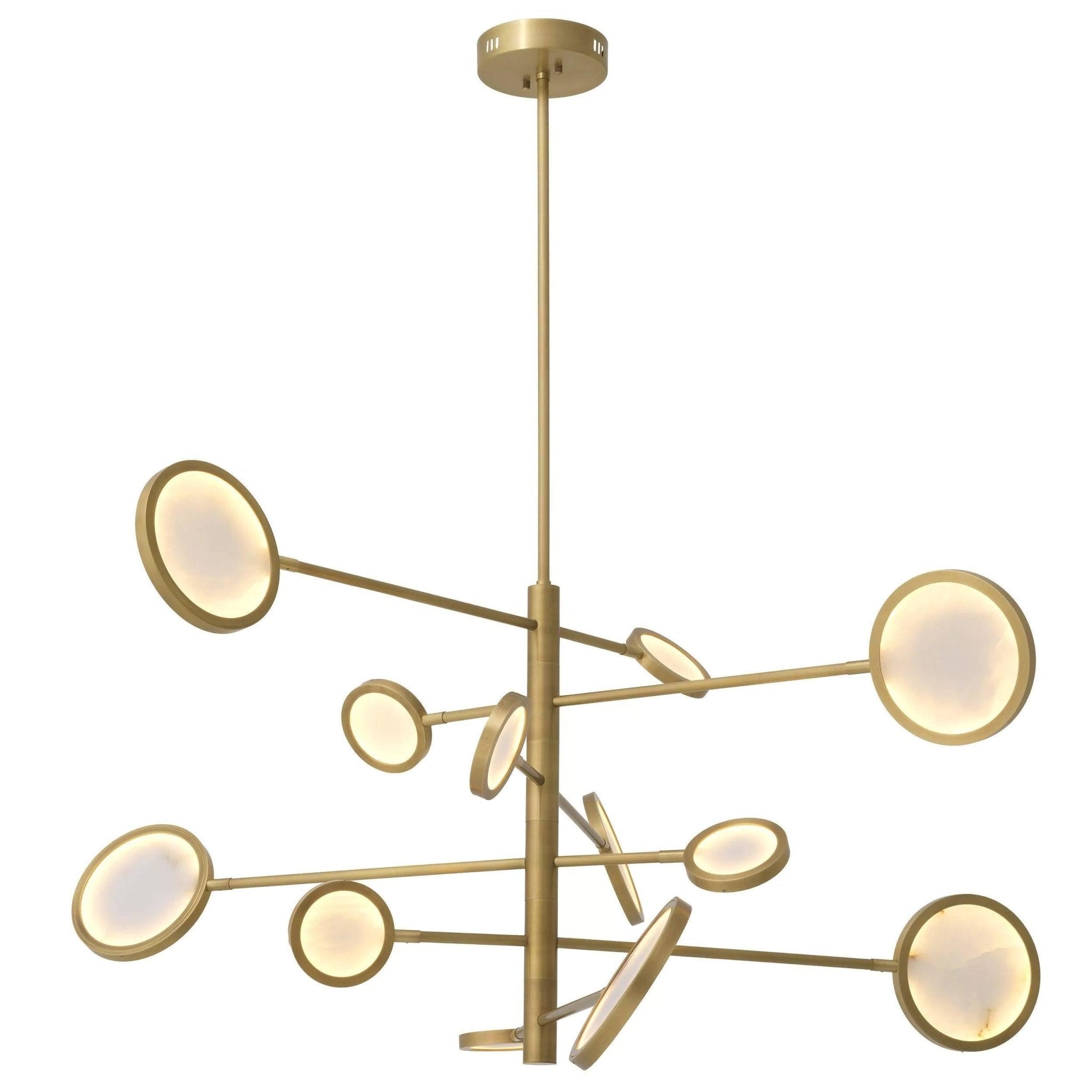 Domani Modern Brass Chandelier - (Antique Brass Finish | Alabaster) - GILDLAMPS