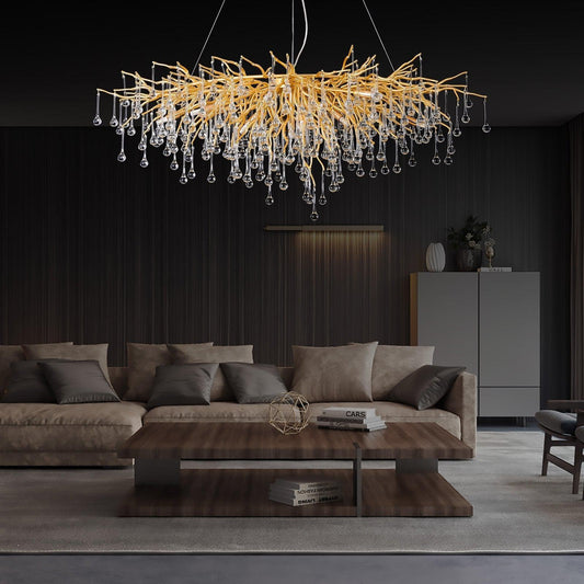 Doris Crystal Rectangular Branch Chandelier L45 inch - GILDLAMPS