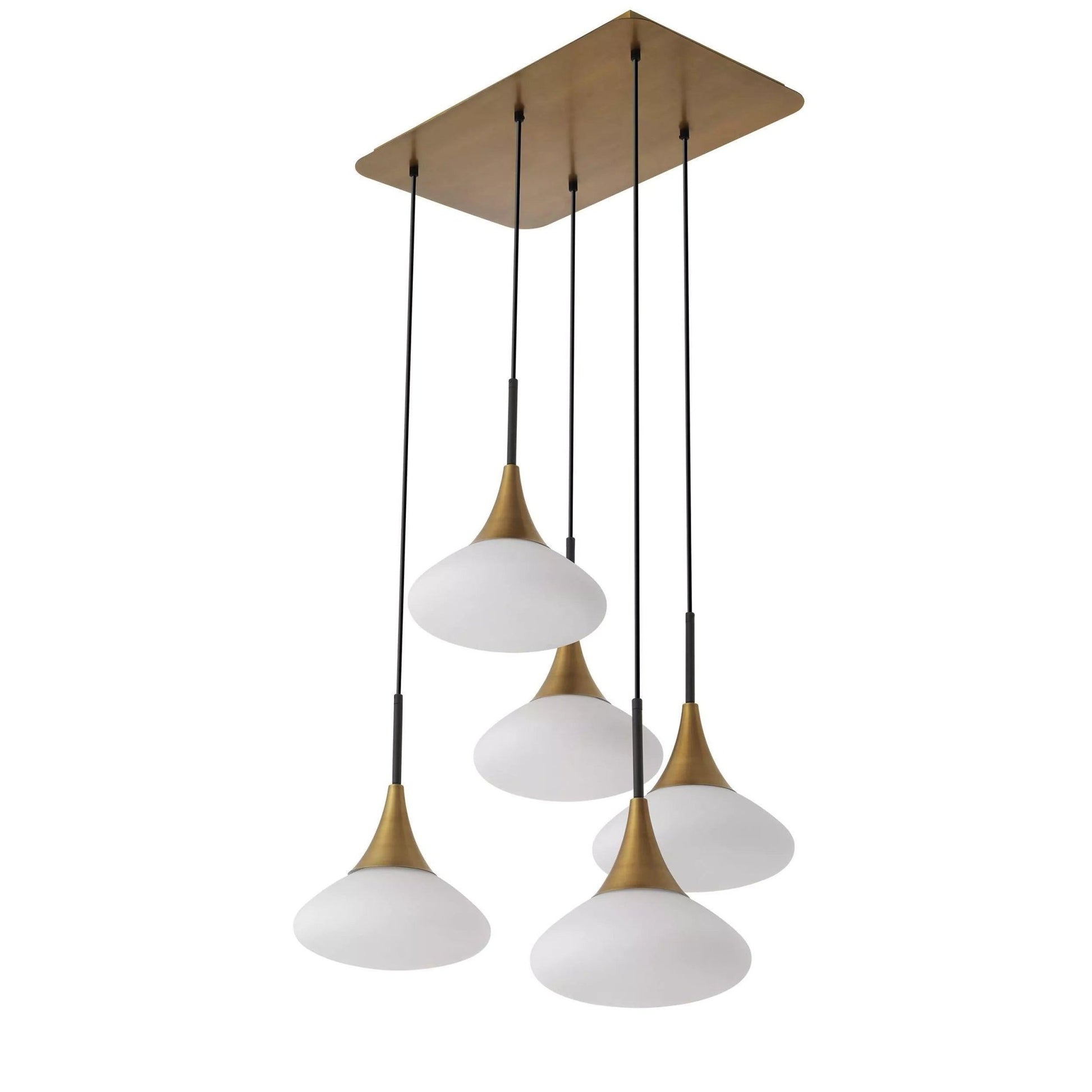 Duco L Modern Brass Chandelier - [Antique Brass Finish | White Glass | Black Finish | Alabaster] - GILDLAMPS