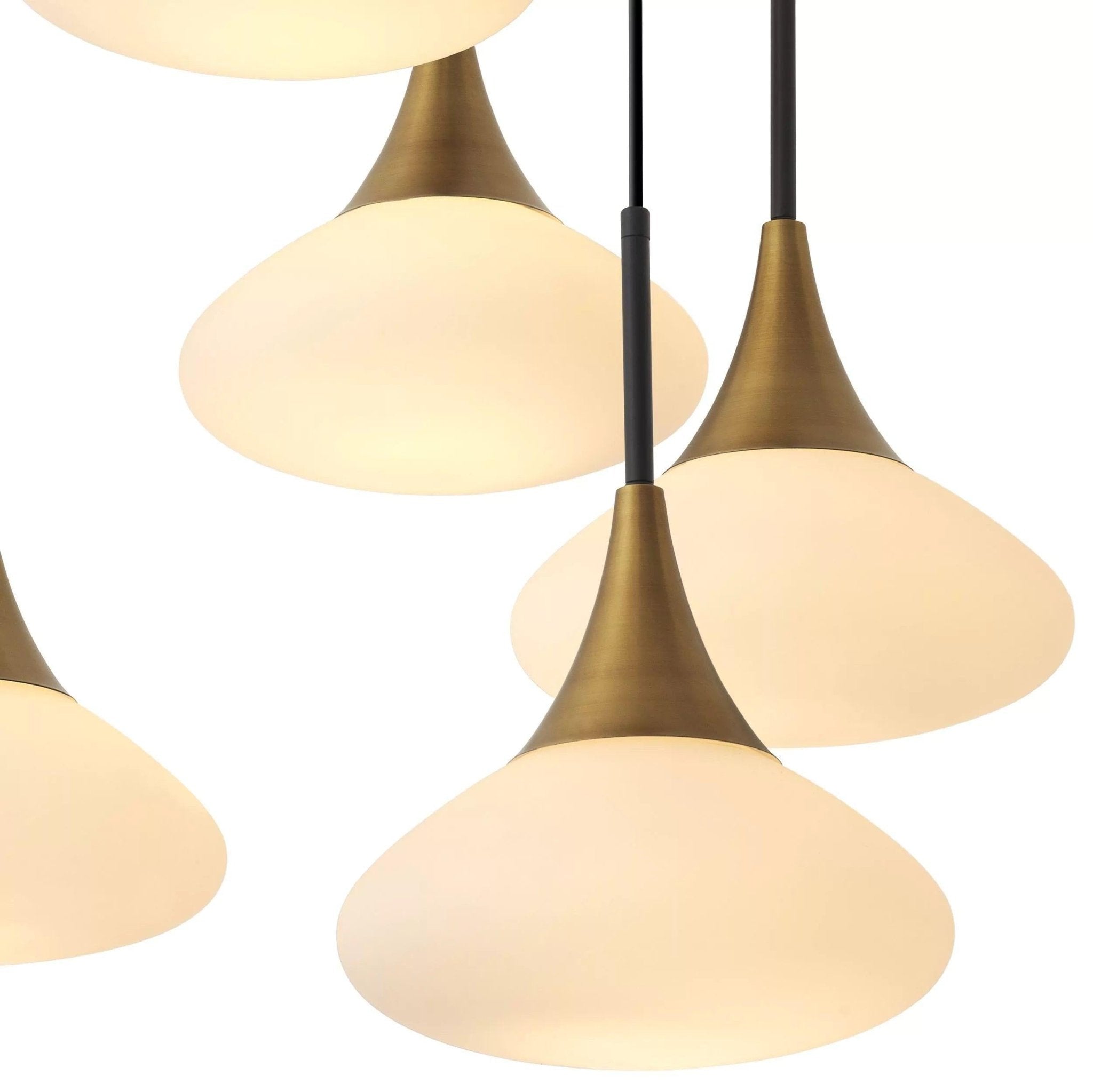 Duco L Modern Brass Chandelier - [Antique Brass Finish | White Glass | Black Finish | Alabaster] - GILDLAMPS