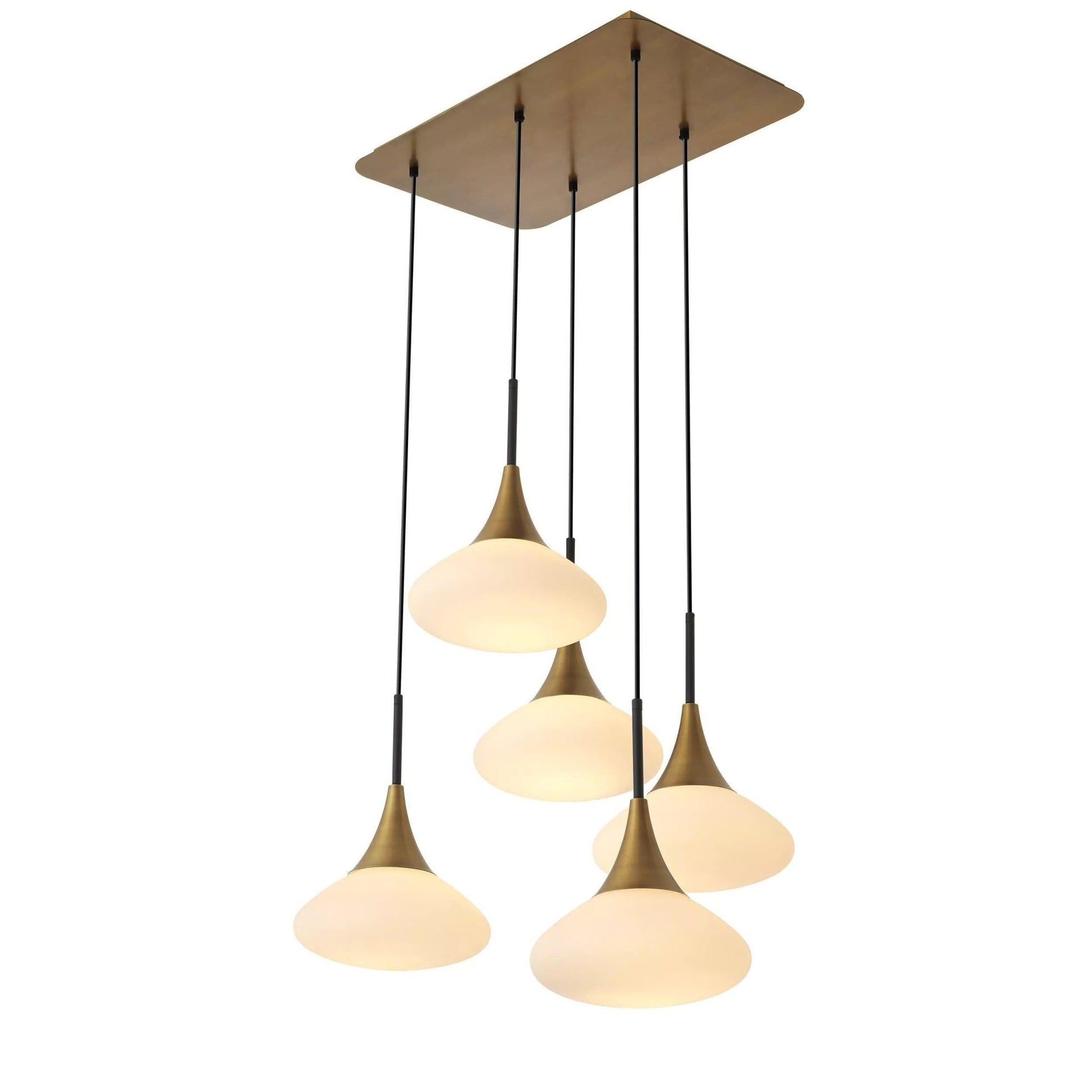 Duco L Modern Brass Chandelier - [Antique Brass Finish | White Glass | Black Finish | Alabaster] - GILDLAMPS