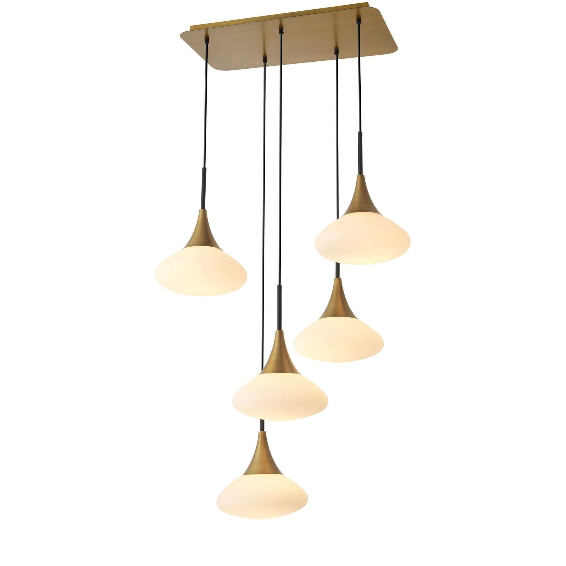 Duco L Modern Brass Chandelier - [Antique Brass Finish | White Glass | Black Finish | Alabaster] - GILDLAMPS