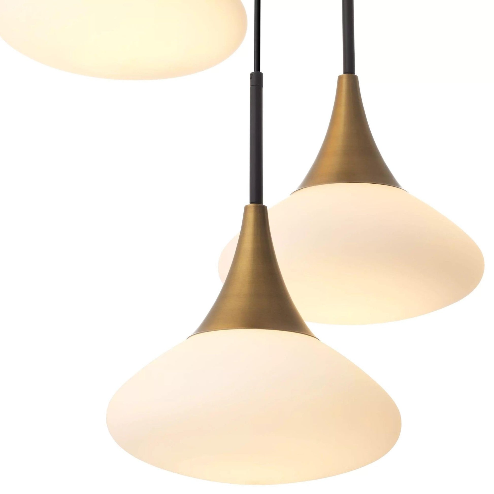 Duco S Modern Brass Chandelier - [Antique Brass Finish | White Glass | Black Finish | Alabaster] - GILDLAMPS