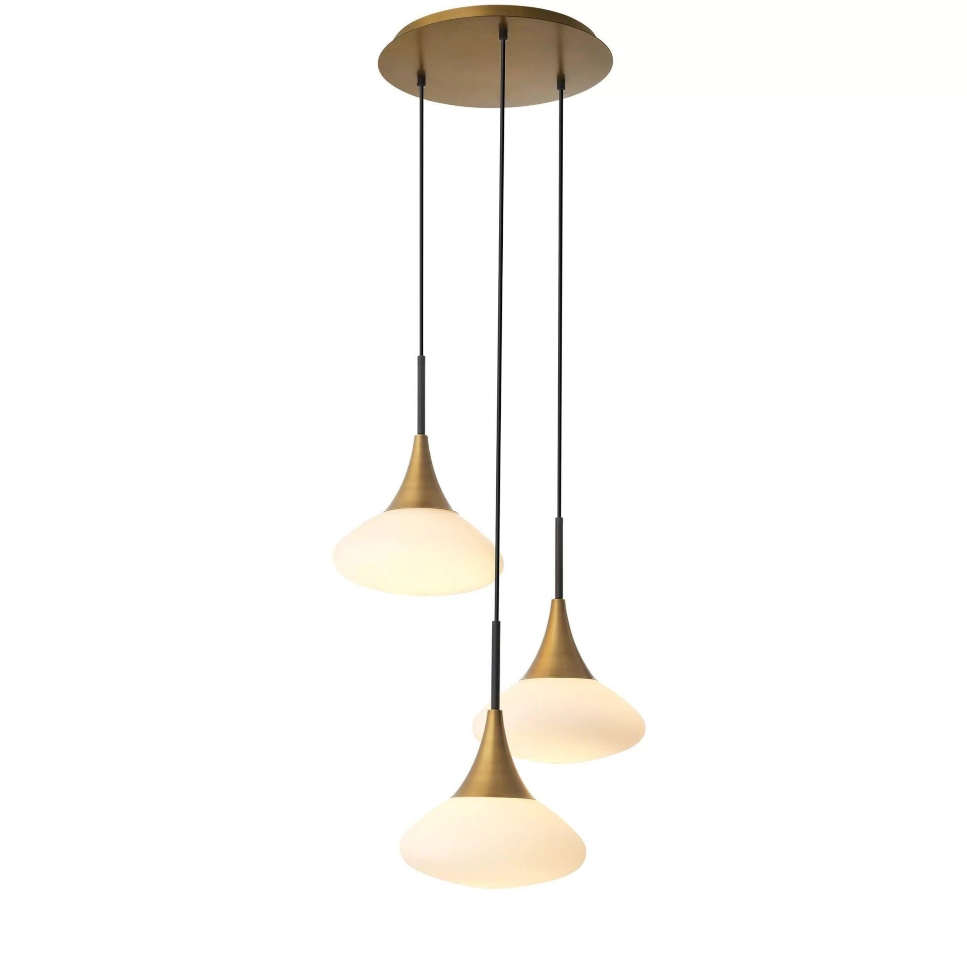 Duco S Modern Brass Chandelier - [Antique Brass Finish | White Glass | Black Finish | Alabaster] - GILDLAMPS