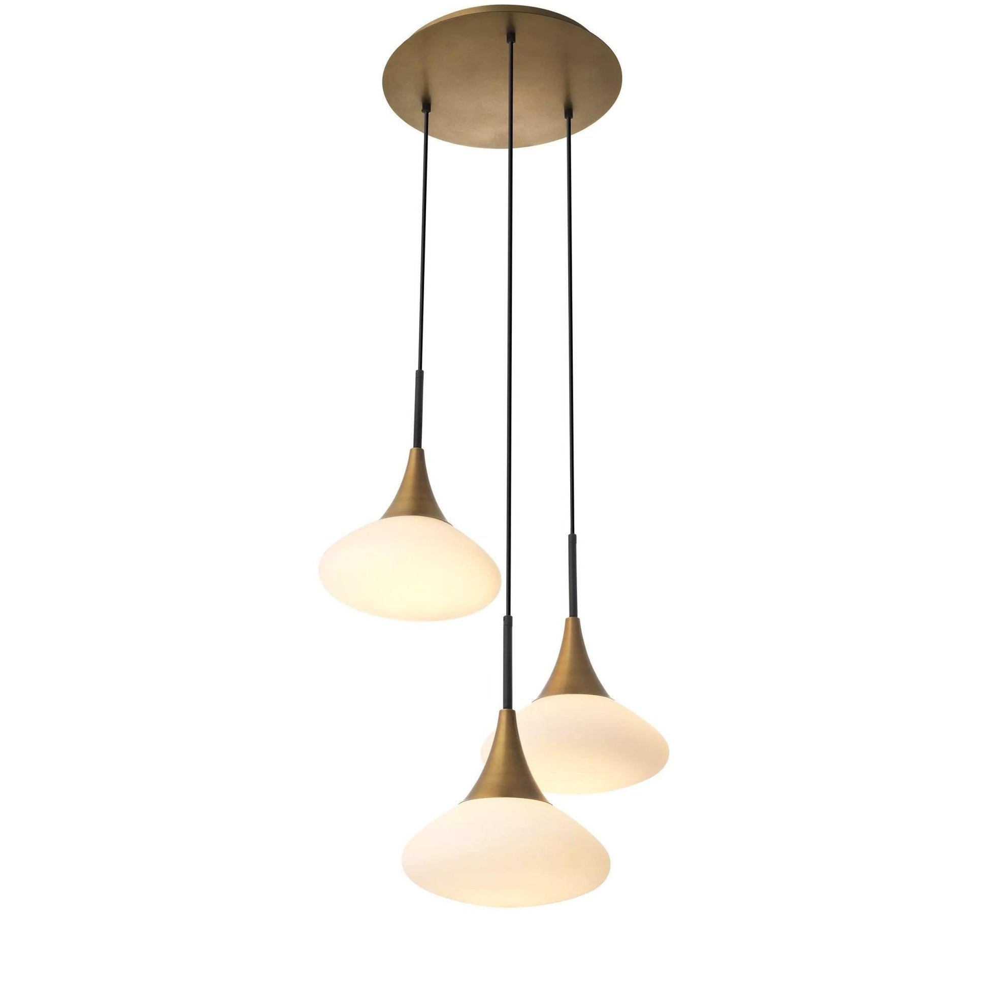 Duco S Modern Brass Chandelier - [Antique Brass Finish | White Glass | Black Finish | Alabaster] - GILDLAMPS