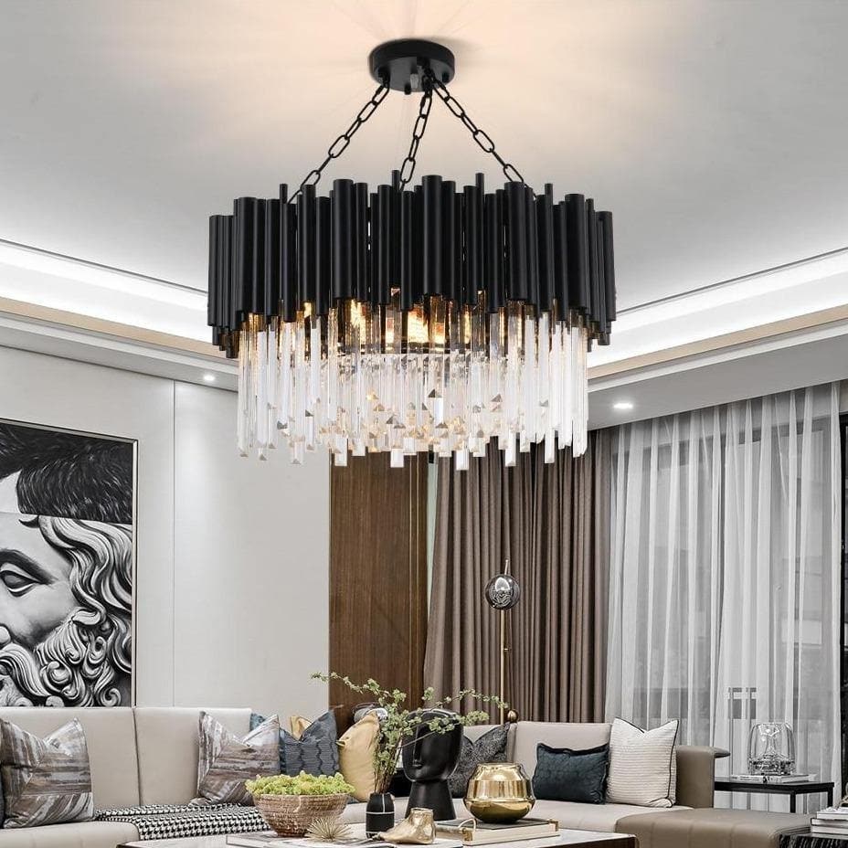 Fusion Modern Classic Black Round Crystal Chandelier 24"/ 32"