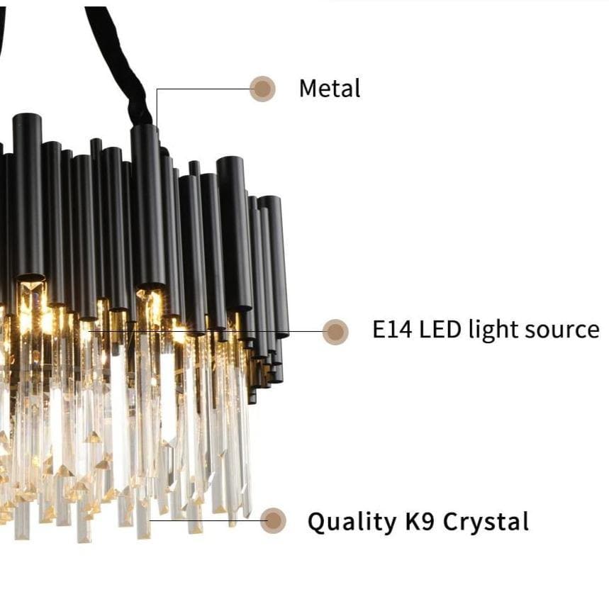 Fusion Modern Classic Black Round Crystal Chandelier 24"/ 32"