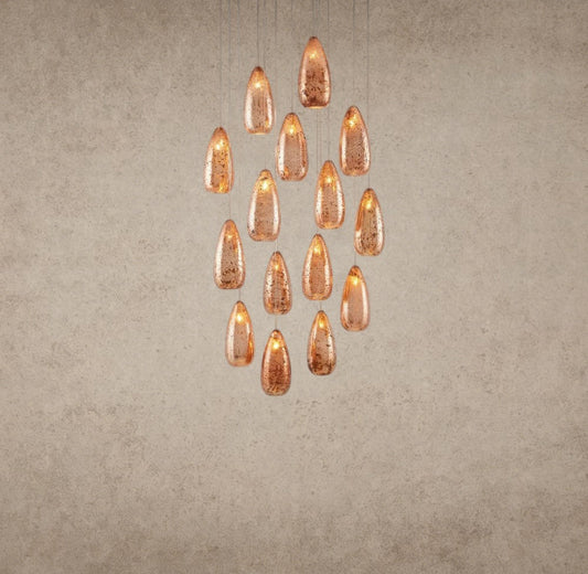 Edda Round Glass Chandelier 23 inch, 35 inch