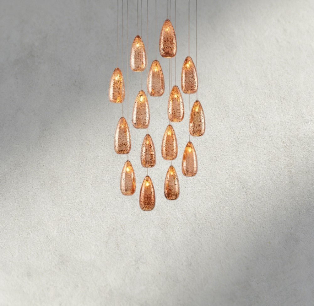 Edda Round Glass Chandelier 23", 35" - GILDLAMPS