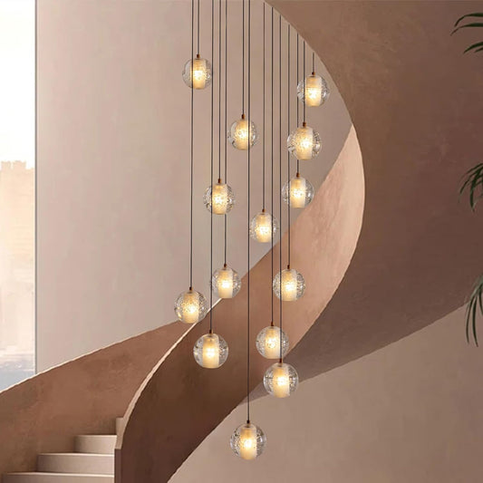 Elegant Gold Crystal 14 - Light Adjustable Staircase Chandelier for Modern Homes - GILDLAMPS