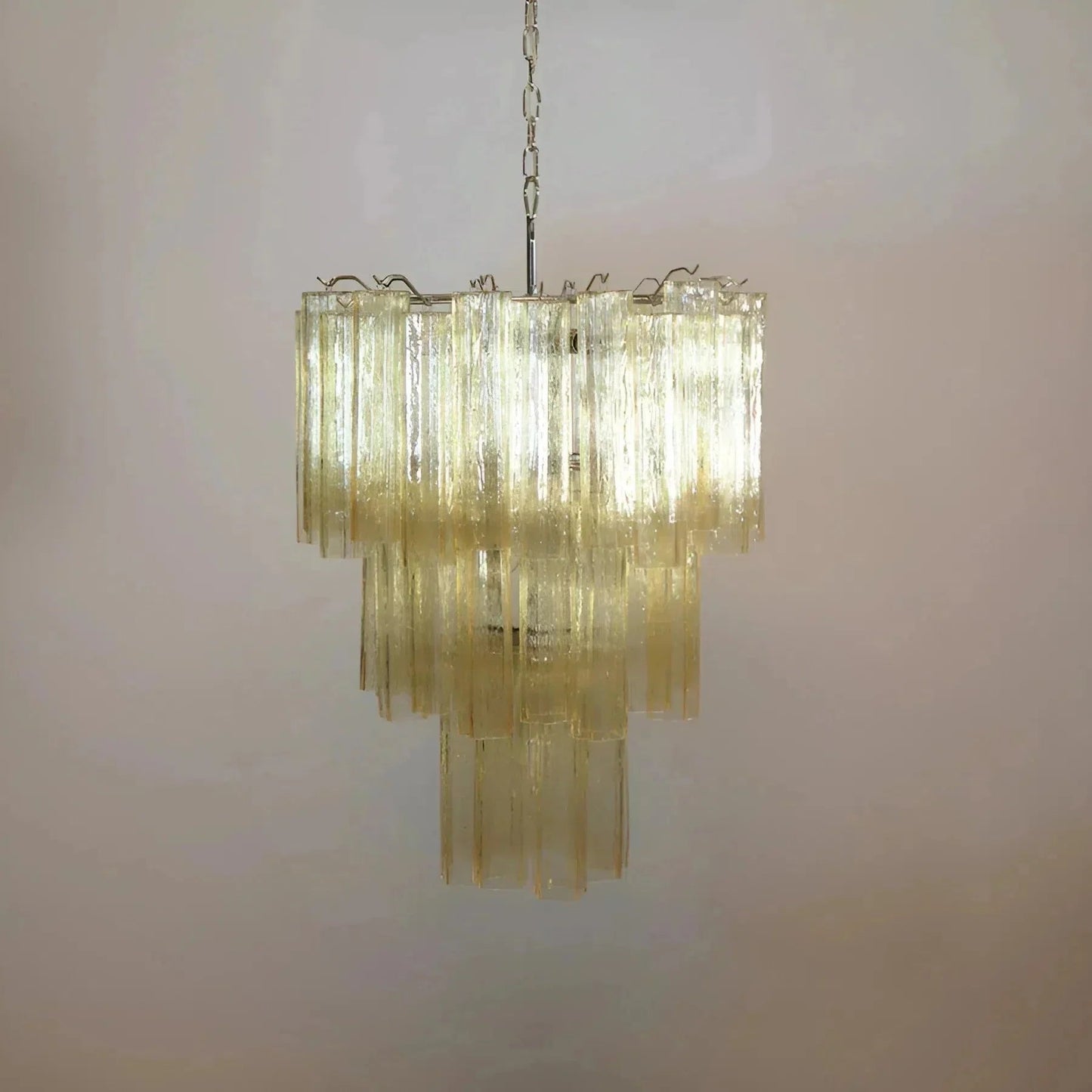 Elegant Yellow Murano Glass Tube Chandelier 25.6" - GILDLAMPS