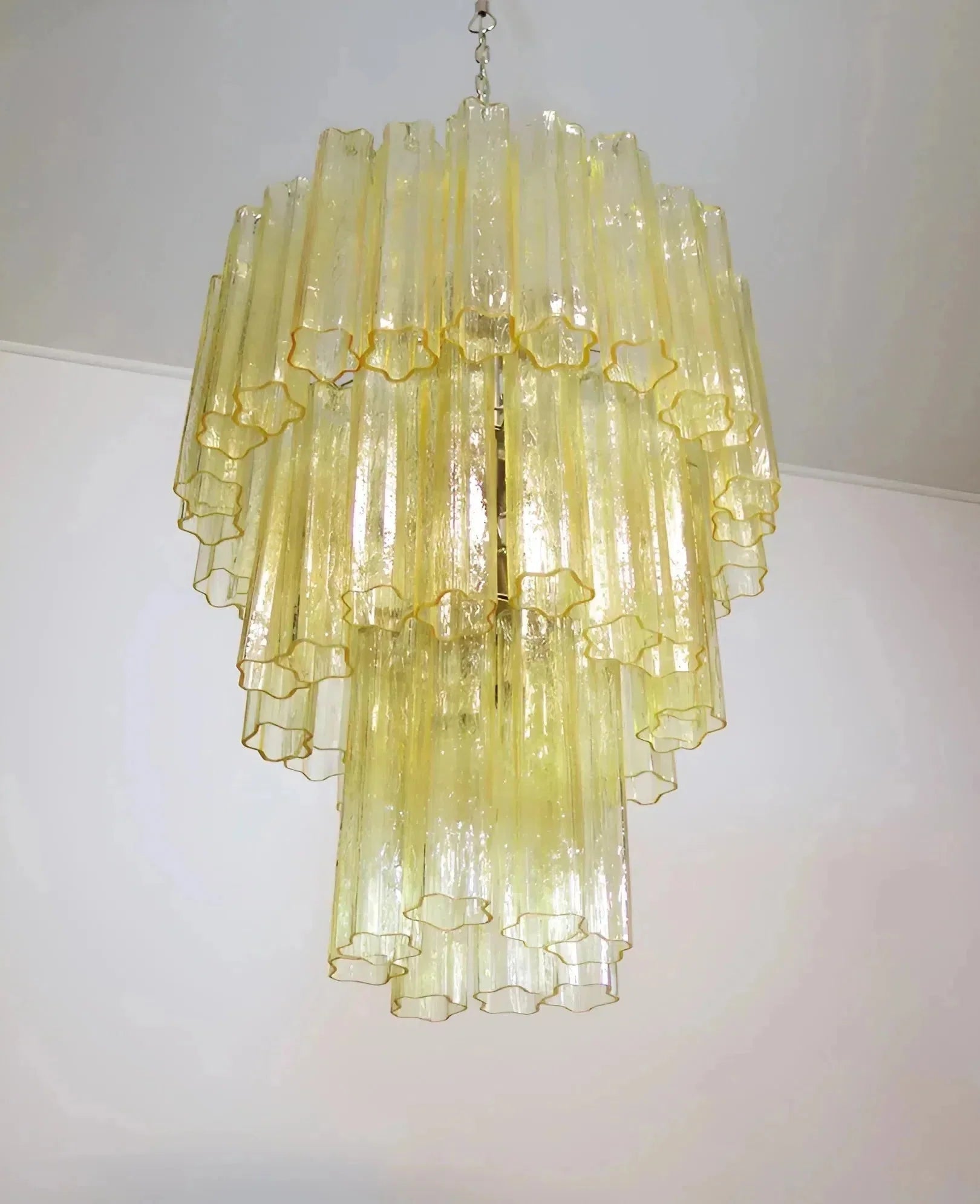 Elegant Yellow Murano Glass Tube Chandelier 25.6" - GILDLAMPS