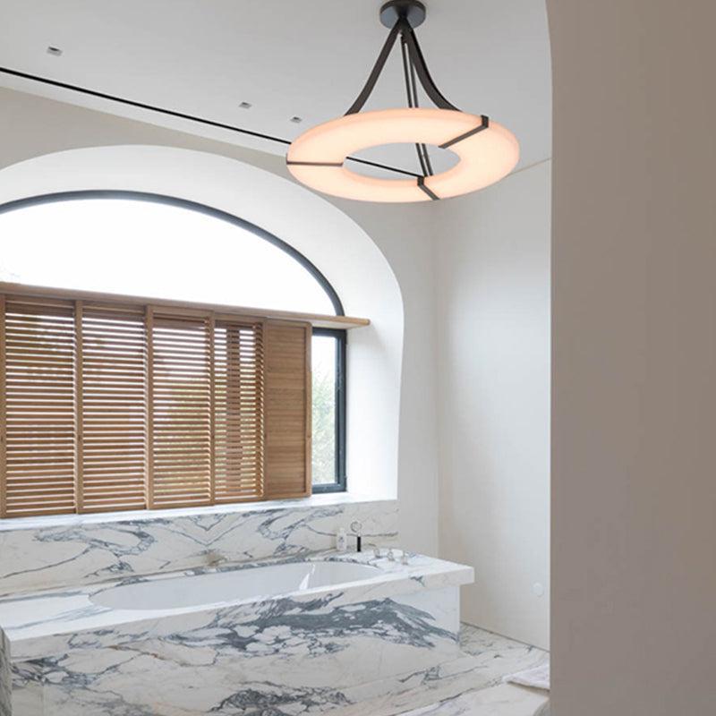Elliot's Grace: Round Alabaster Plate Chandelier, Exquisite Illumination - GILDLAMPS
