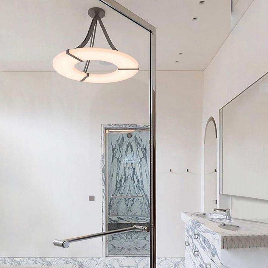 Elliot's Grace: Round Alabaster Plate Chandelier, Exquisite Illumination - GILDLAMPS