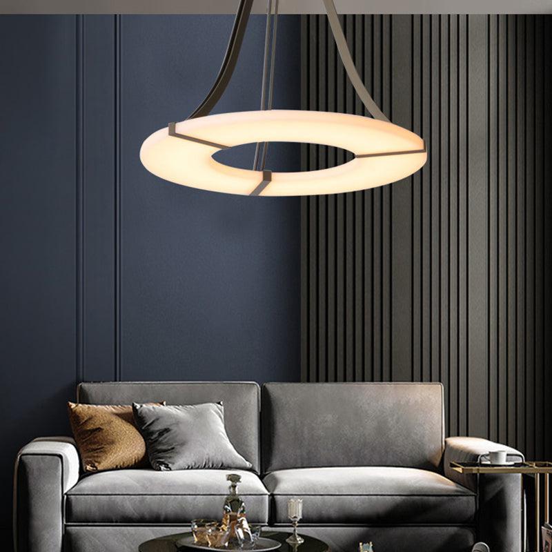 Elliot's Grace: Round Alabaster Plate Chandelier, Exquisite Illumination - GILDLAMPS