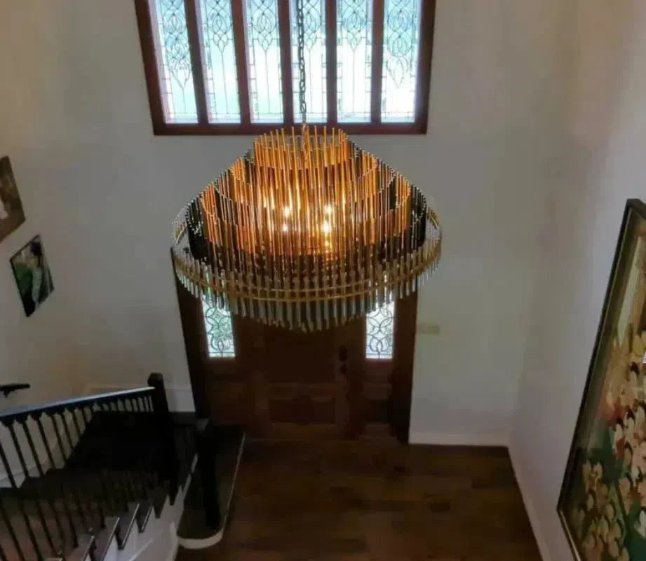 Emila Burnished Brass Chandelier 24''32''42'' - GILDLAMPS